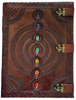Blank Leather Book With 7 Stones & 3 Latches