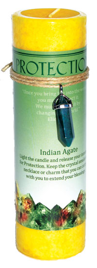 Pillar Candle - Protection With Indian Agate Pendant