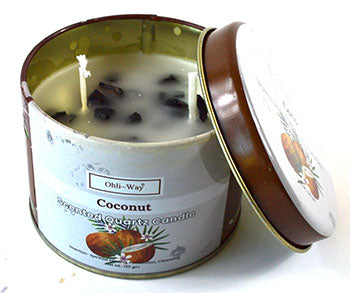 Coco (Coconut) with Quartz in Tin Candle