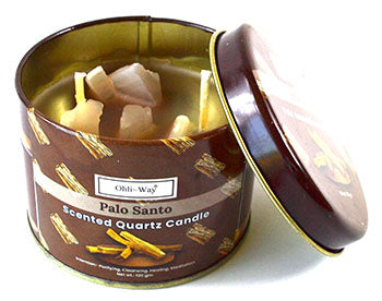 Holywood (Palo Santo) with Quartz in Tin Candle