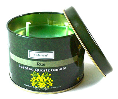 Ruda (Rue) with Quartz in Tin Candle