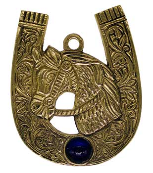 Lucky Brass Horseshoe Wall Hanging with Gem