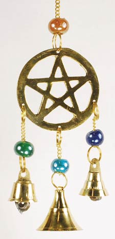 Brass Pentagram Wind Chime with Beads