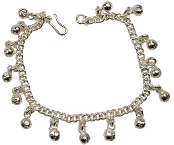 Silvertone Anklet With Bells