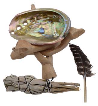 White Sage Smudge Kit With Abalone Shell & Feather