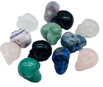 Crystal Skull Beads Various Stones 12mm (Set Of 12)