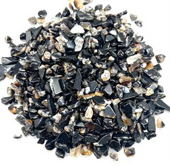 1 Lb Black Agate Tumbled Chips 5-12mm