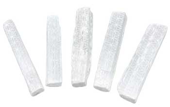 4" Selenite Flower Of Life Mioni Sticks (Set Of 5)