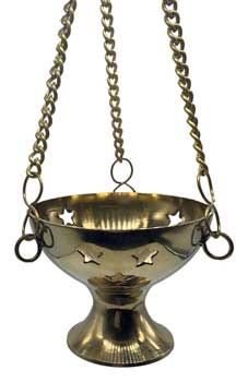 Brass Hanging Incense Burner with Star Cutouts