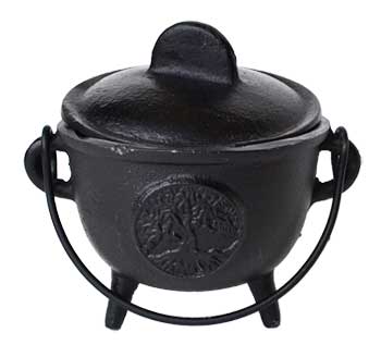 Cast Iron Cauldron W/ Lid Tree Of Life 5"