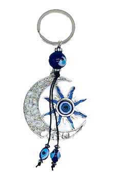 Sun & Moon Nazar Evil Eye Protection Keychain