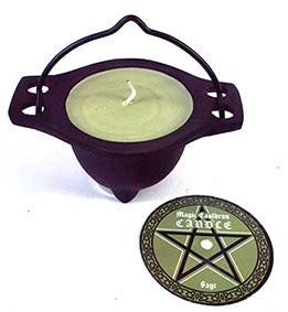 Sage Candle In Cauldron