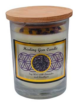 Gemstone Soy Candle - Healing With Amethyst Chips