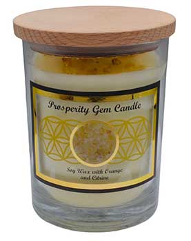 Gemstone Soy Candle - Prosperity With Citrine Chips