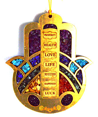 Hamsa Hand with Crystals 6" - Protection & Positivity