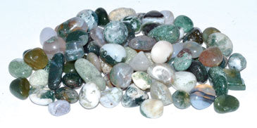 1 lb Moss Agate Tumbled Chips 7mm - 9mm