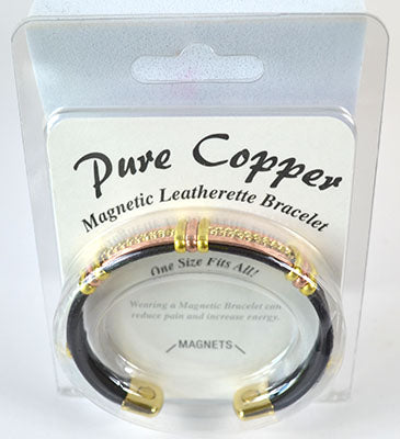 Magnetic Leatherette Copper Bracelet (Various Styles)