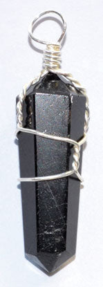 Black Tourmaline Wire Wrapped Point Pendant (Set of 5)