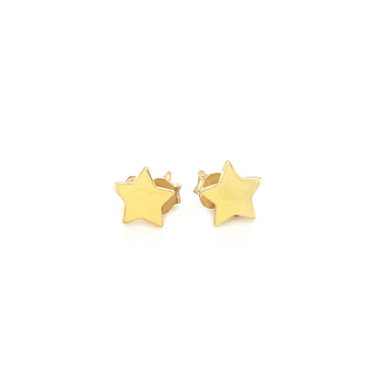 14k Yellow Gold Post Earrings with Stars(6.5mm)