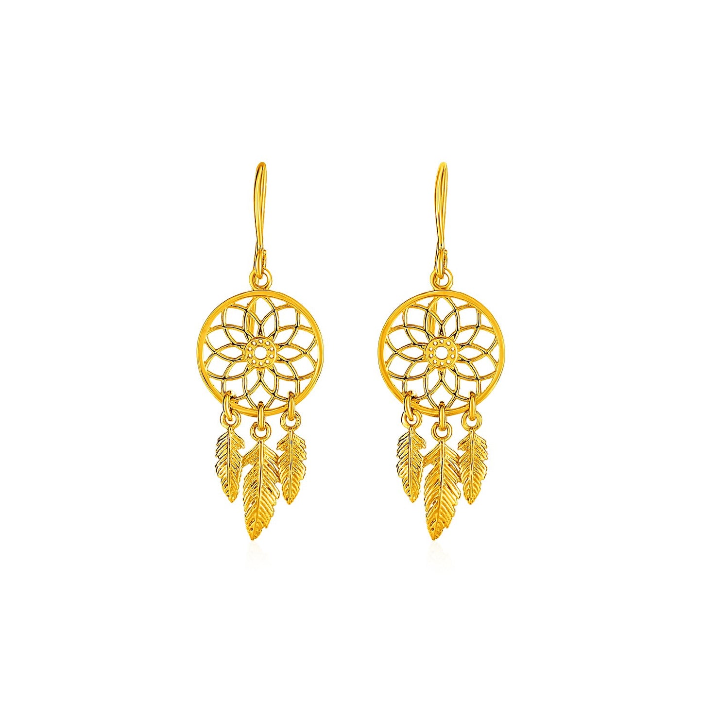 Dream Catcher Earrings in 14k Yellow Gold