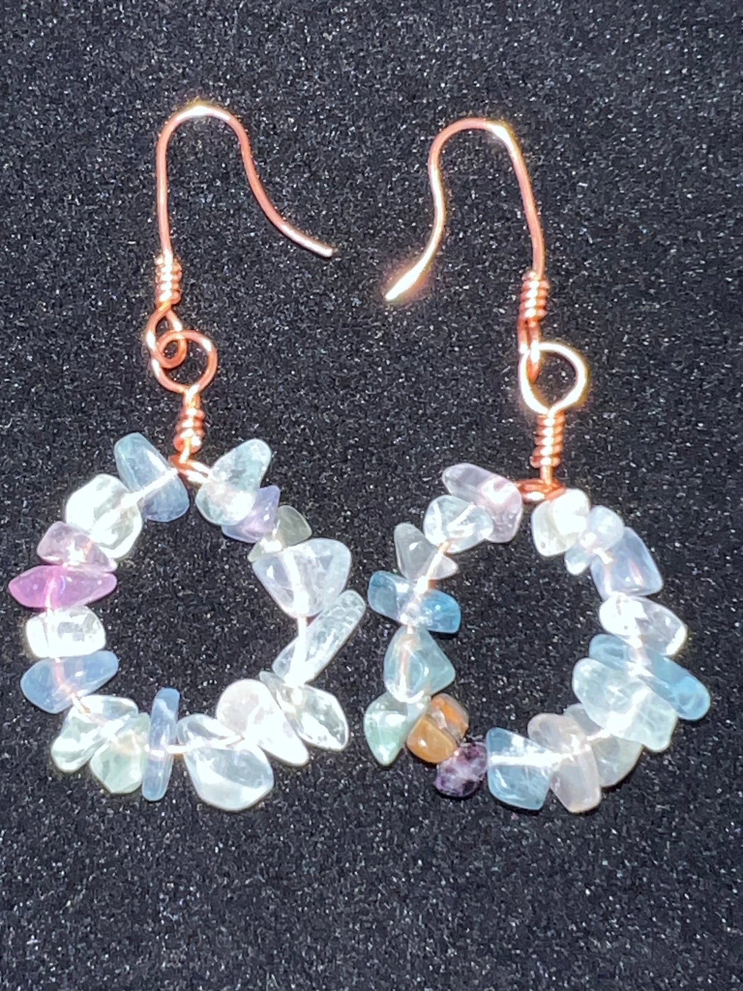 Flourite Chips & Copper Wire Earrings (Circular)