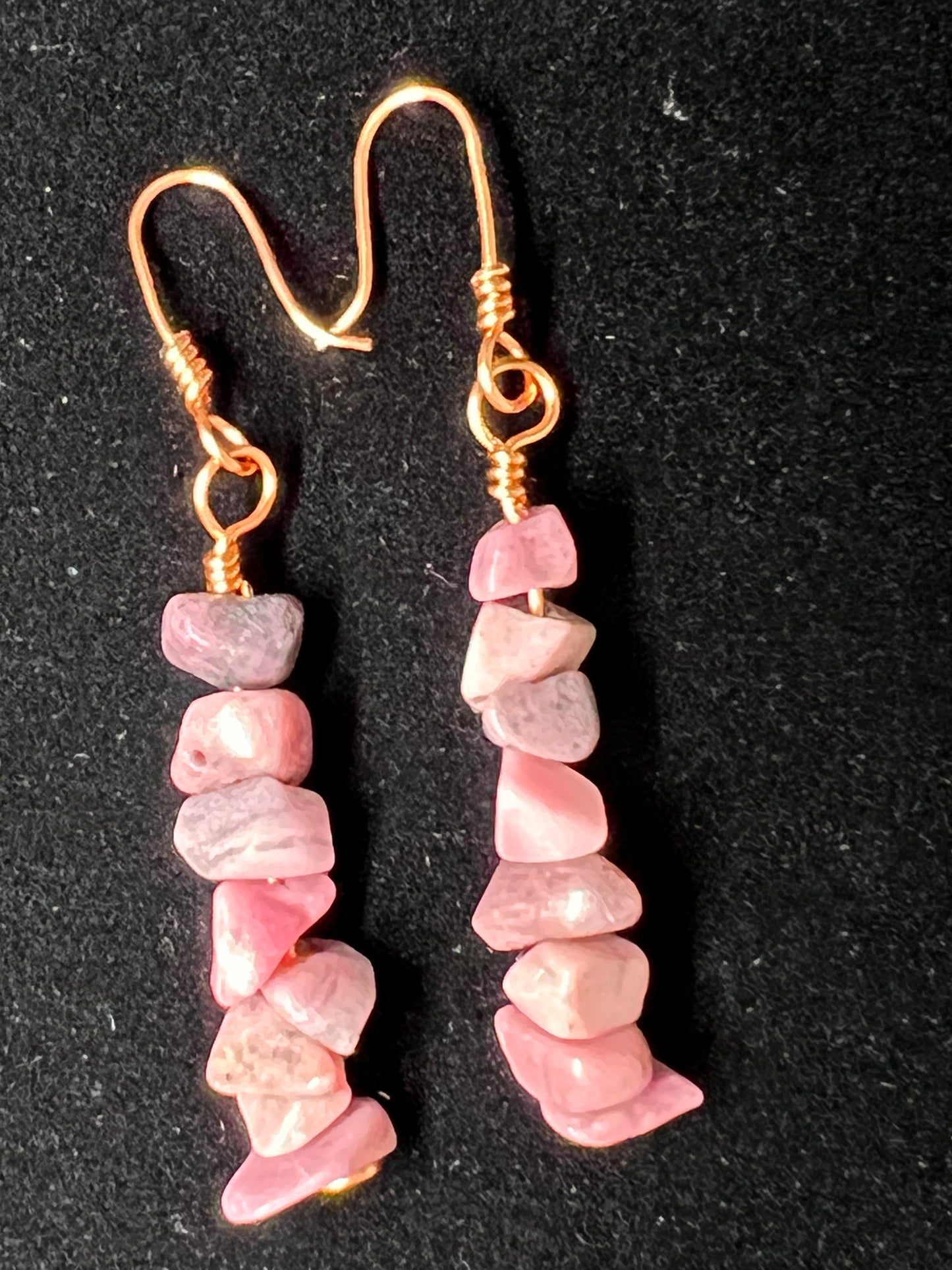 Rhodonite Chips & Copper Wire Earrings