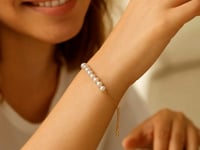 14k Yellow Gold Adjustable Friendship Bracelet with Pearls