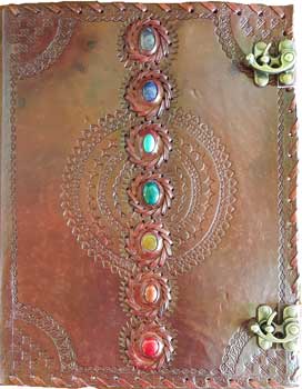 Chakra Blank Leather Book With Latch 10" X 13"