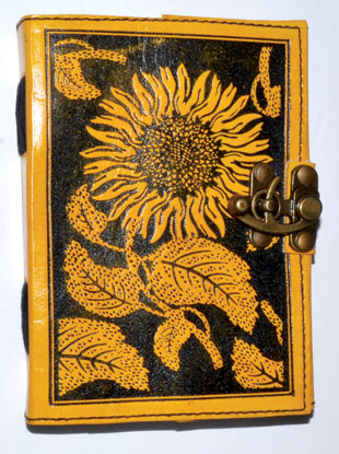 Sunflower Blank Leather Journal With Latch