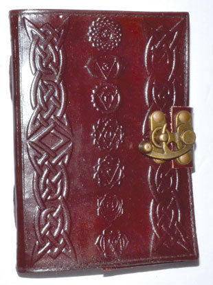 Chakra & Celtic Knots Blank Leather Journal With Latch