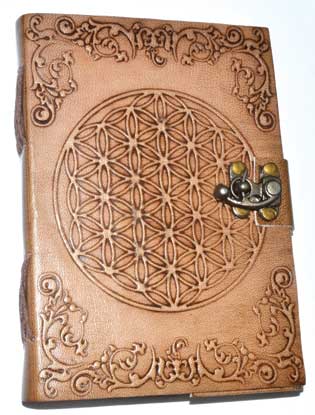 Flower Of Life Embossed Leather Journal With Latch 5" X 7"