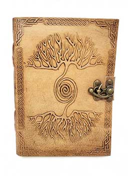 Blank Leather Journal With Latch - 5" X 7" Double Tree Embossed