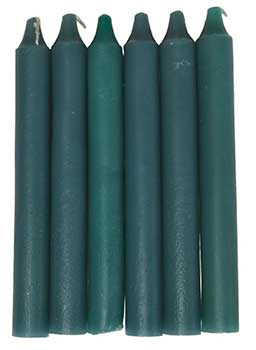 Green 6" Taper Candles - Set of 6