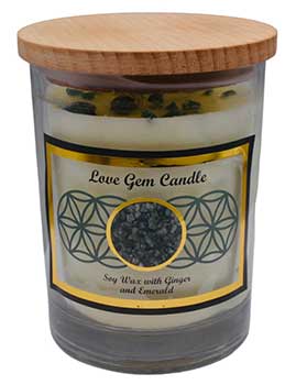 Gemstone Soy Candle - Love With Emerald Chips