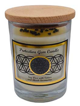 Gemstone Soy Candle - Protection With Black Tourmaline Chips