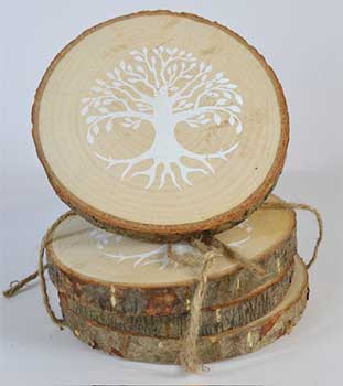 4" Tree Of Life Wood Coasters (Set Of 4)