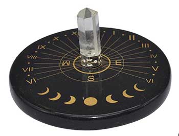 Black Agate & Crystal Sun Clock 3"