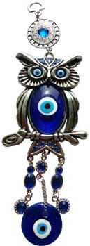 Watching Owl Evil Eye Glass Wall Hanging