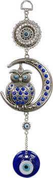 Owl on Moon Evil Eye Protection Wall Hanging