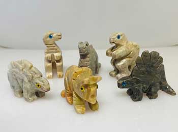 Carved Dolomite Stone Dinosaurs (Set Of 12)