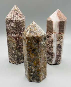 White Leopard Skin Jasper Obelisk 5"