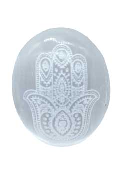 Selenite Fatima Hand Palm Stone