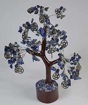 Lapis With Pentacles Gemstone Tree (300 Beads)