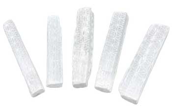 4" Selenite Flower Of Life Mioni Sticks (Set Of 5)