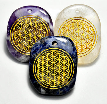 Flower Of Life Worry Stone With Hole