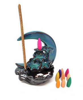 Moon Backflow Cone & Incense Burner 6 1/2"