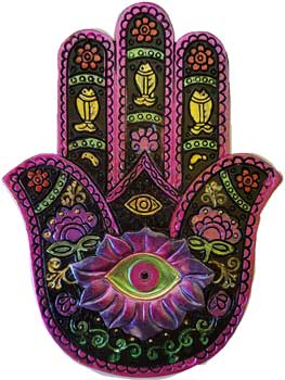 Black & Fuchia Hamsa Hand Incense Burner