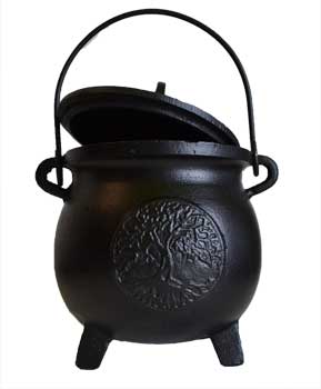 Tree Of Life Cast Iron Cauldron With Lid 6"