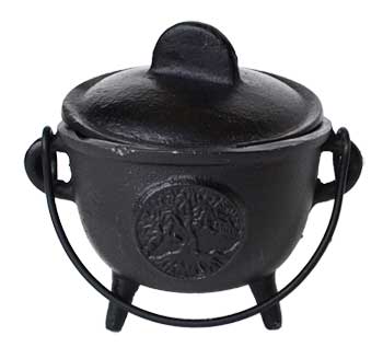 Cast Iron Cauldron W/ Lid Tree Of Life 5"