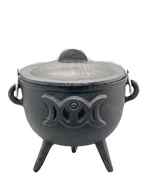 Triple Moon Cast Iron Cauldron With Lid 4.5"